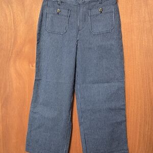 LOFT Navy and White Striped Wide Leg Pants